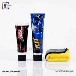 Paket kit paste wax metallic plus rubbing compound alf dan lap microfiber